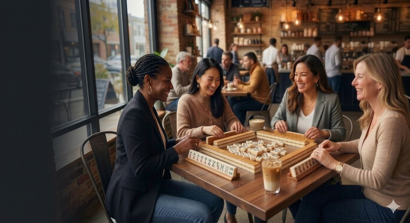 Women playing mahjong at a local venue